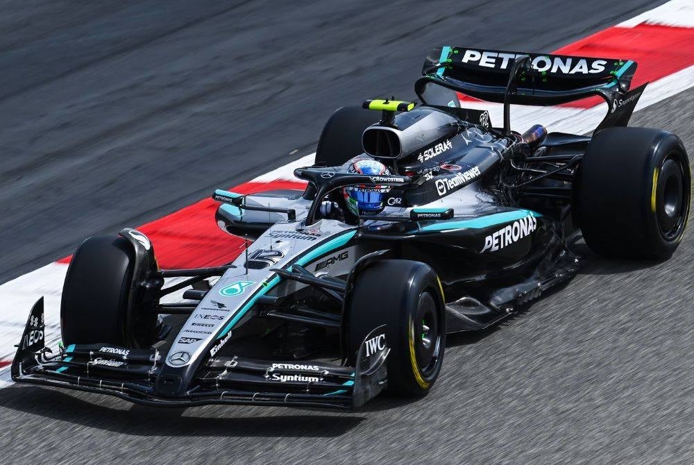 Kimi Antonelli in action during a Formula 1 race for Mercedes, as the teenage driver begins writing his own story in the sport.