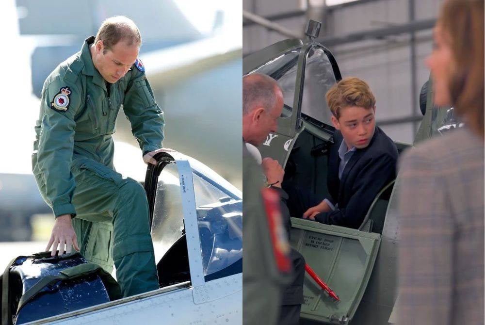 Like father, like son. As Prince George explored historic aircraft during the visit, many couldn't help but draw comparisons to Prince William's long-standing interest in aviation.