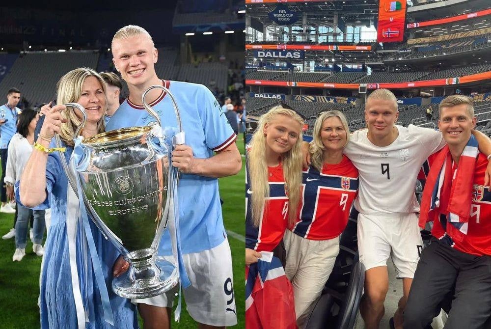 Haaland with his mother, Gry Marita Braut, who has remained a supportive presence throughout his rise to the top of world football.