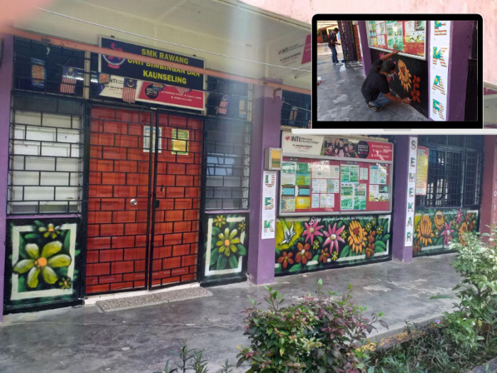 Sekolah lain dekorasi dalam bilik, tapi SMK Rawang hias luar bilik. Kreatif sungguh cikgunya!