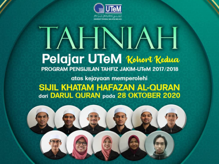 UTeM lahirkan mahasiswa Pakar Teknikal Huffaz al-Quran