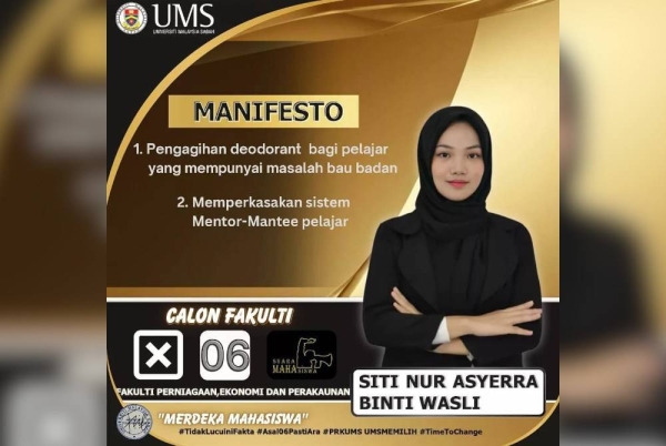 Manifesto Siti Nur Asyerra mencuri perhatian masyarakat.