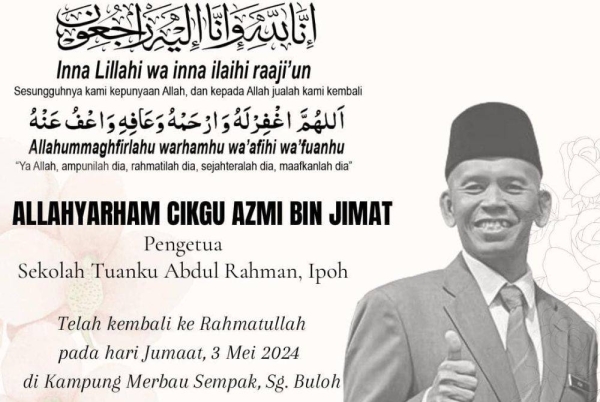 Allahyarham Cikgu Azmi dikenali sebagai seorang yang tegas namun penuh dengan kelembutan ketika mendidik. Kredit foto: Facebook Sekolah Tuanku Abdul Rahman, Ipoh