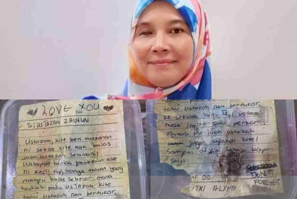 Ustazah Zainun gembira apabila anak muridnya, Putri Alyaa berjaya dijejaki hasil bantuan warga maya. 