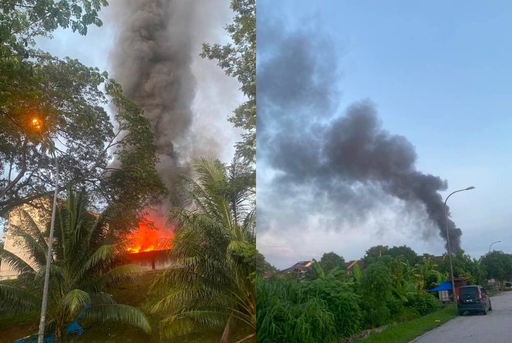 Kebakaran melibatkan sebuah bangunan berkeluasan 20x60 kaki persegi yang dijadikan stor peralatan sukan. Foto: Facebook (BBBC) Bandar Baru Bangi Community
