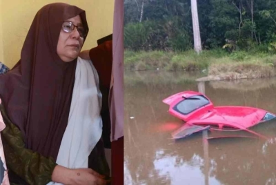 Muhammad Amidee maut manakala rakannya cedera selepas kereta Perodua Axia yang dinaiki mereka terbabas sebelum terjunam ke dalam tasik di UMK, Kampus Jeli. Gambar kiri (Saida). 