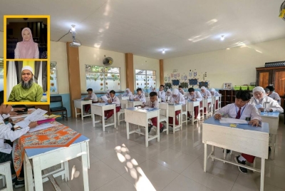 Pendidikan di kawasan luar bandar menghadapi pelbagai masalah terutamanya berkaitan infrastruktur sekolah dan sumber pengajaran. Foto: Canva. Gambar kecil: Che Anis Farahana dan Jaharudin 
