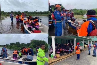 Situasi operasi penyelamatan pelajar Maahad Tahfiz Ummul Qura Lilbanat, Kampung Alor Ara, Pekan. Foto: Ihsan APM Pekan
