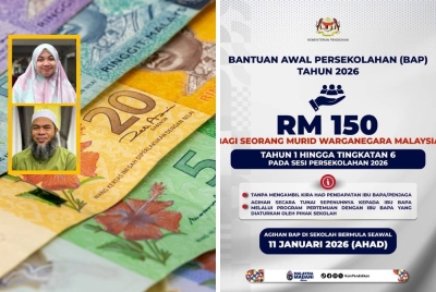 Menyedari beban yang dipikul rakyat, kerajaan telah menggerakkan strategi serampang dua mata melalui penyaluran BAP dan pemerkasaan Program Jualan Rahmah Kembali Ke Sekolah. Gambar kecil: Nor Hidayah dan Dr Jaharudin