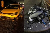 Kemalangan membabitkan sebuah motosikal Honda BeAT dan kereta Toyota Vios berlaku di Kilometer 67.4 Lebuhraya Senai - Desaru, Kota Tinggi, malam tadi, mengakibatkan seorang penuntut kolej maut. 