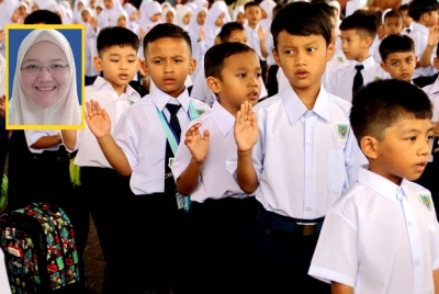 Bagi seorang kanak-kanak, melangkah ke sekolah rendah bukan sekadar berpindah tempat. Ia merupakan perubahan besar dalam dunia kecil mereka. Foto: Facebook SK Kg Johan Setia. Gambar kecil: Dr Siti Noor Fauziah 
