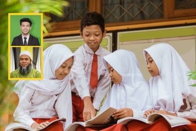 Seiring dengan pemansuhan UPSR dan PT3, KPM memperkenalkan sistem penilaian berasaskan sekolah seperti PBD, PBS dan UASA. Foto Canva. Gambar kecil: Muhammad Shahrul Nizam dan Dr Jaharudin