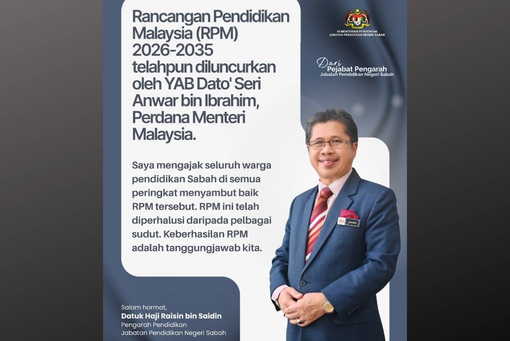 Mengulas lanjut mengenai RPM, Raisin turut mengajak seluruh warga pendidik di semua peringkat menyambut baik sistem pendidikan baharu tersebut.