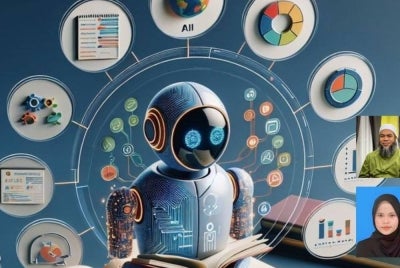 Adakah AI benar-benar memudahkan kehidupan harian atau sebenarnya menjadi faktor yang menyumbang kepada peningkatan kos sara hidup? Gambar kecil: Dr Jaharudin dan Mazarina Salsabila 