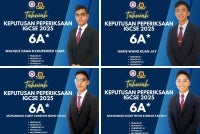 Dari kiri (atas) Maliquz Zama dan Haris Wang. Dari kiri (bawah) Muhammad Aqeef Addeen dan Muhammad Hadif Irfan. Foto: Facebook MRSM Alor Gajah - Page Rasmi