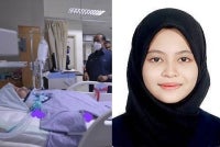 Suara Aleeya masih kabur. Tangannya hanya mampu bergerak sedikit. Lebih menyayat hati, doktor memaklumkan berlaku jangkitan kuman pada saluran pernafasan yang menyebabkan Aleeya kembali sukar bernafas. Bantuan mesin pernafasan terpaksa disambung semula. Foto: Universiti Utara Malaysia (Official FB)