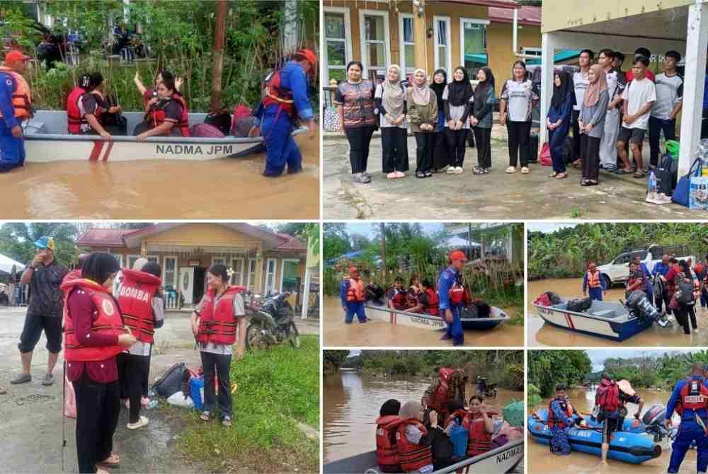 Antara pelajar yang dipindahkan keluar dari kawasan masing-masing untuk dibawa ke sekolah oleh anggota APM.