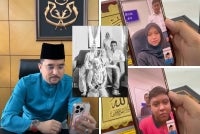 
Asyraf Wajdi (kiri) menghubungi dua beradik yang kini yatim piatu melalui panggilan video, selepas kehilangan seluruh ahli keluarga mereka dalam kebakaran tragis pada pagi Khamis.