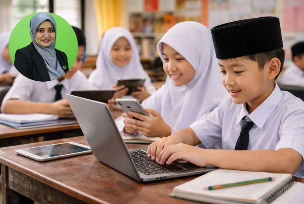 Ibu bapa perlu lebih cakna dan peka terhadap tanda-tanda awal yang mungkin menunjukkan anak sedang berdepan buli siber atau gangguan emosi. Gambar kecil: Cikgu Khariati