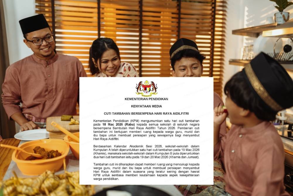 KPM mengumumkan tambahan satu lagi hari cuti kepada semua sekolah di seluruh negara iaitu pada 18 Mac. Menurut kenyataan medianya, cuti tambahan tersebut diberikan bagi memberi ruang kepada guru, murid dan ibu bapa membuat persiapan sewajarnya untuk menyambut Aidilfitri dengan lebih teratur.