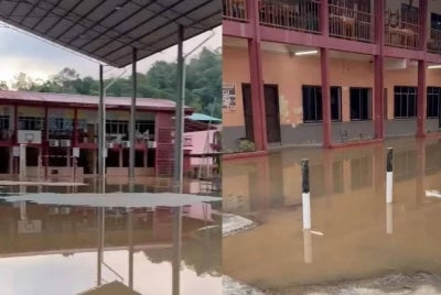 Antara sekolah yang terjejas banjir di Beaufort baru-baru ini. 
