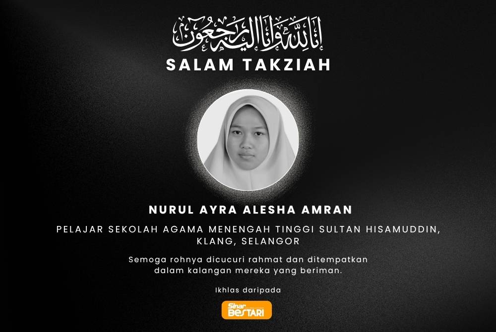Pemergian Allahyarhamah Nurul Ayra Alesha bukan sahaja mengejutkan keluarga dan rakan-rakan, malah turut meninggalkan kesan mendalam warga sekolah yang mengenali peribadinya sangat baik dan sopan.