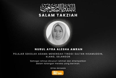 Pemergian Allahyarhamah Nurul Ayra Alesha bukan sahaja mengejutkan keluarga dan rakan-rakan, malah turut meninggalkan kesan mendalam warga sekolah yang mengenali peribadinya sangat baik dan sopan.