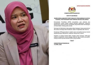 Fadhlina menerusi kenyataan media KPM mengenai SOP insiden mangsa lemas di Pantai Balok.