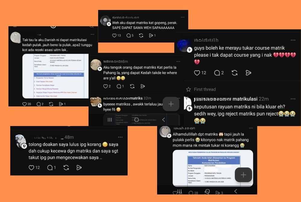 Antara komen mengenai keputusan kemasukan ke program matrikulasi bagi lepasan SPM 2025.