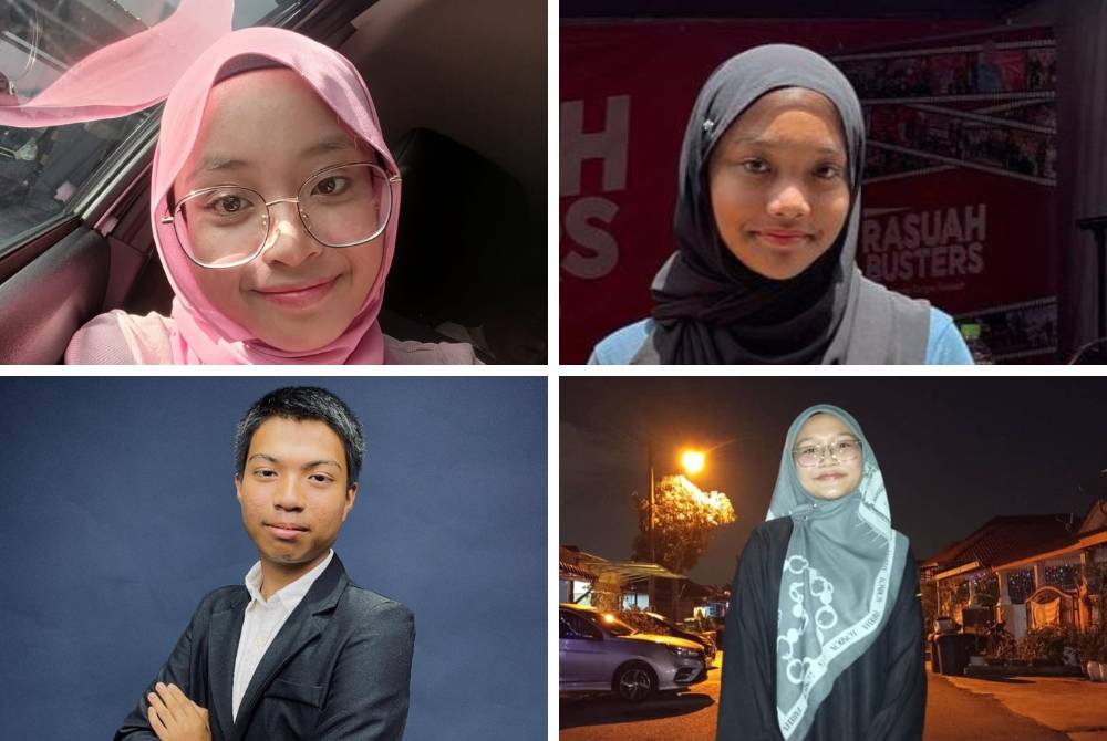 Dari kiri (atas), Zainur Qaleesya dan Nurhumaira Qistina manakala dari kiri (bawah), Syed Muhammad Aqiff dan Nur Afiqah Adrianna.