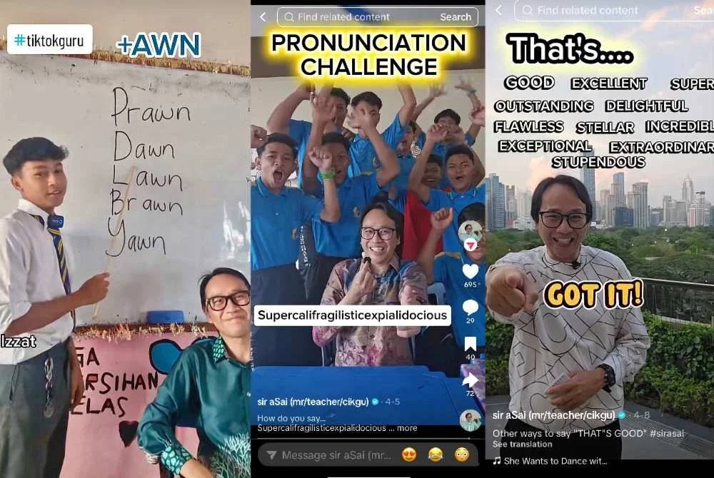 Sebahagian 'konten' santai bersama pelajar berkaitan sebutan perkataan dalam Bahasa Inggeris. - Foto: Sir Asai