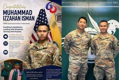 Izzahan (gambar kiri) merupakan graduan Ijazah Sarjana Muda Ekonomi dan pelajar tajaan Mara di bawah YTP. Apa yang menjadikan kisahnya lebih menarik, beliau merupakan bekas pelajar tahfiz dari SBPI Rawang. Foto: Facebook MARA USA 