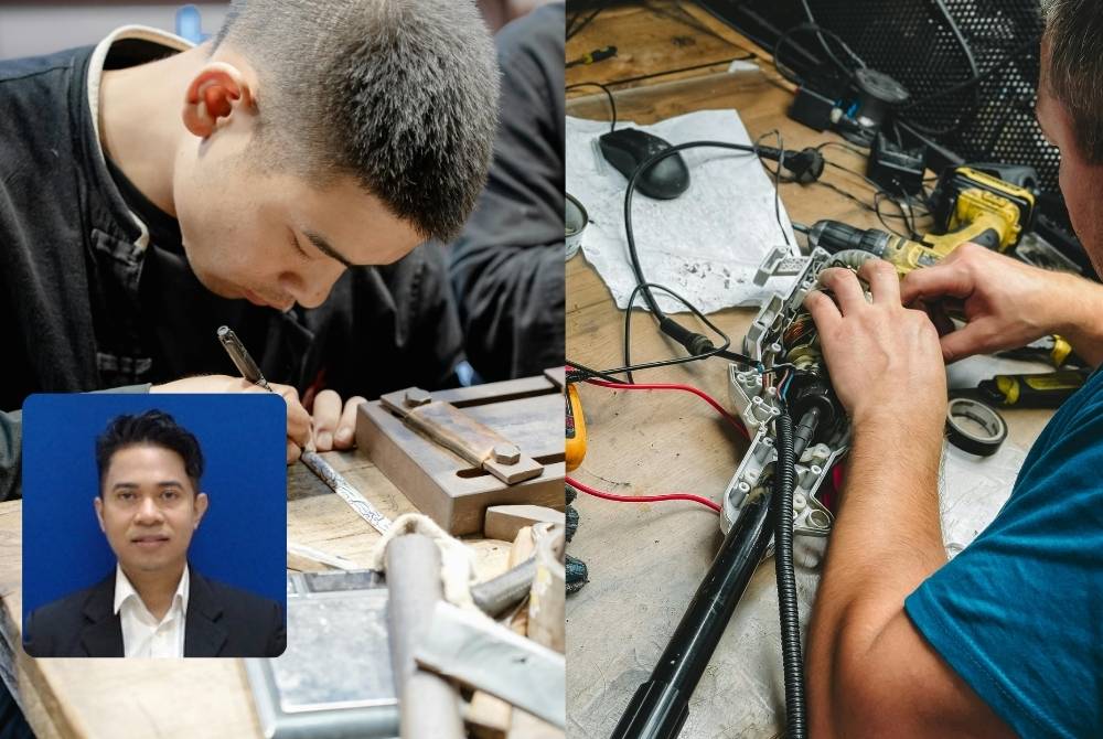Dalam usaha memperkukuh TVET Termaju, peranan UNEVOC Network juga amat penting sebagai rangkaian global UNESCO yang menyokong pembangunan TVET berkualiti, inovasi pendidikan teknikal, pembelajaran sepanjang hayat dan transformasi kemahiran masa depan. Foto: Canva. Gambar kecil: Profesor Madya Ts Dr Affero