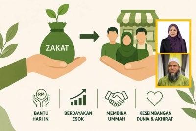 Apabila usahawan asnaf berjaya, mereka bukan sahaja dapat menjadi pembayar zakat, malah menjadi inspirasi kepada asnaf lain untuk turut berjaya. Gambar kecil: Syarifah Nadhirah (atas) dan Dr Jaharudin (bawah)