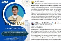Didoakan Atif (kiri) sentiasa dipermudahkan urusan serta meraih lebih banyak kejayaan pada masa akan datang.