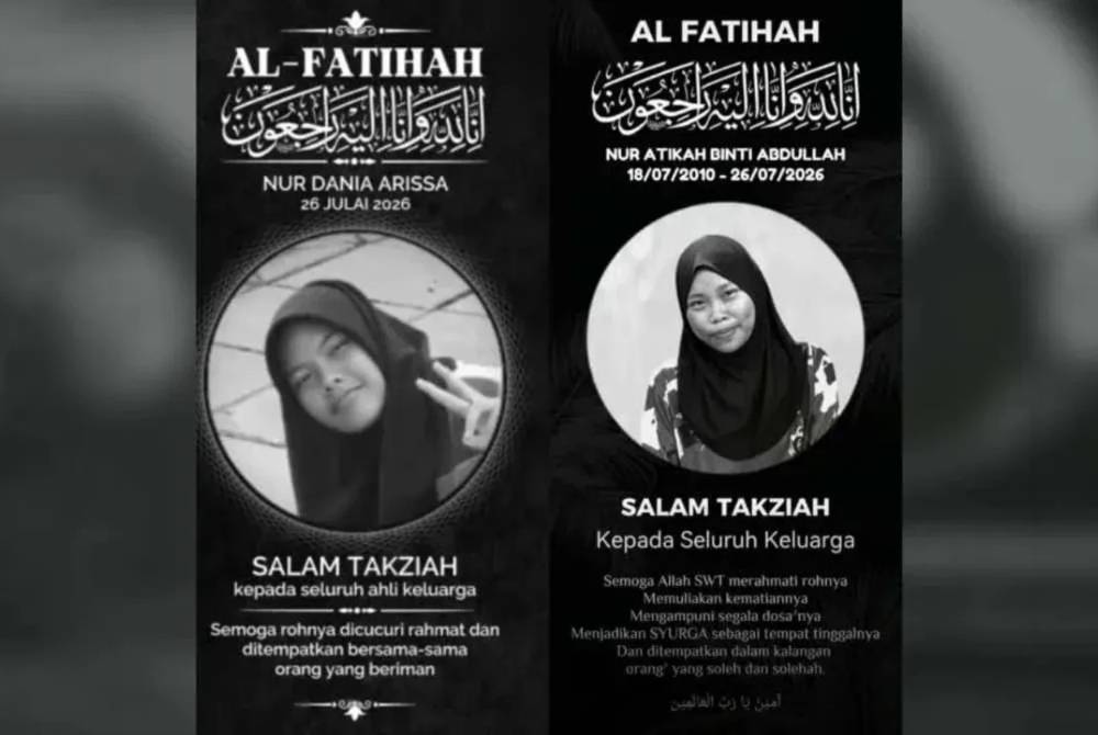 Dua remaja perempuan berusia 16 dan 17 tahun yang menaiki motosikal, disahkan meninggal dunia di tempat kejadian. - Foto Sinar Harian