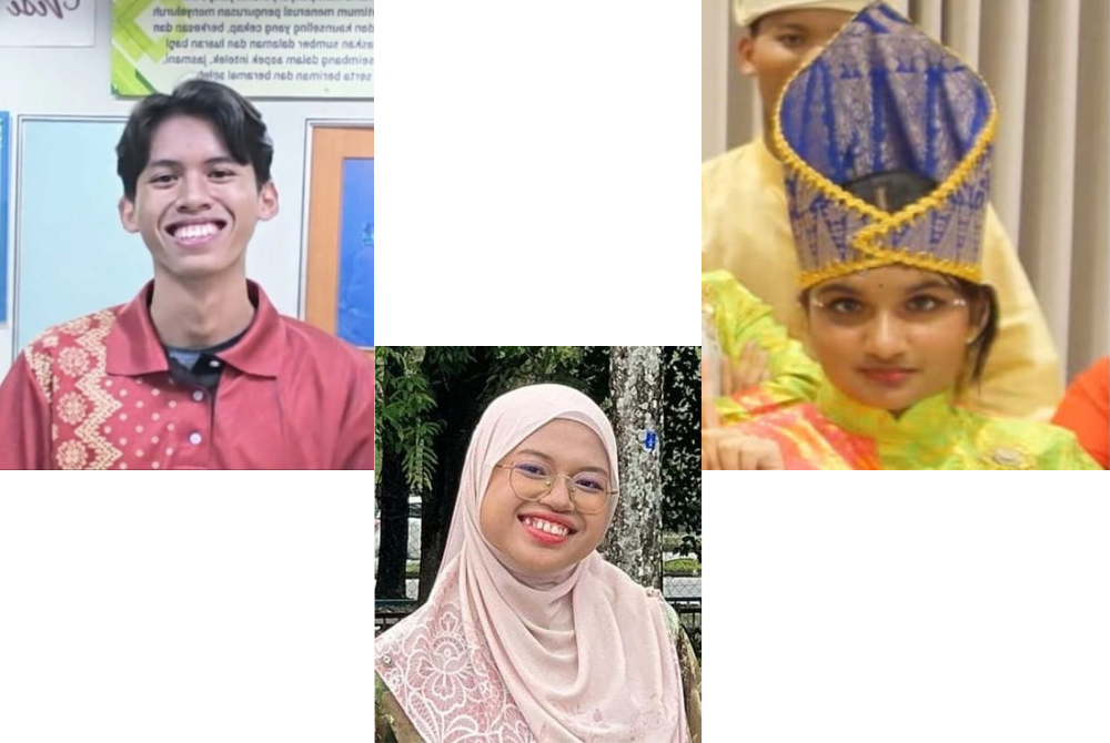 Dari kiri Amirul Hakim, Nur Zahra Sofiah dan Bharggavi Yogeshwara