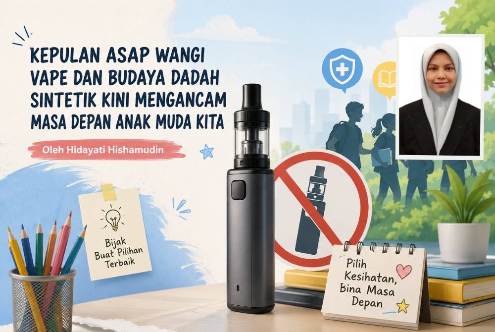 Persoalan besar yang perlu kita fikirkan bersama ialah berapa ramai lagi remaja perlu menjadi mangsa sebelum langkah pengawalan vape dilaksanakan secara menyeluruh? Gambar kecil: Nur Hidayati