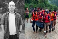 Mangsa, Ahmad Al Hafiz Asri (gambar kiri) lemas ketika mandi-manda bersama rakan di Sungai Loh, Kampung Jongok Batu, Hulu Dungun. Foto: FB Balai Bomba Ambs/Tengku Mahri Tengku Chik 
