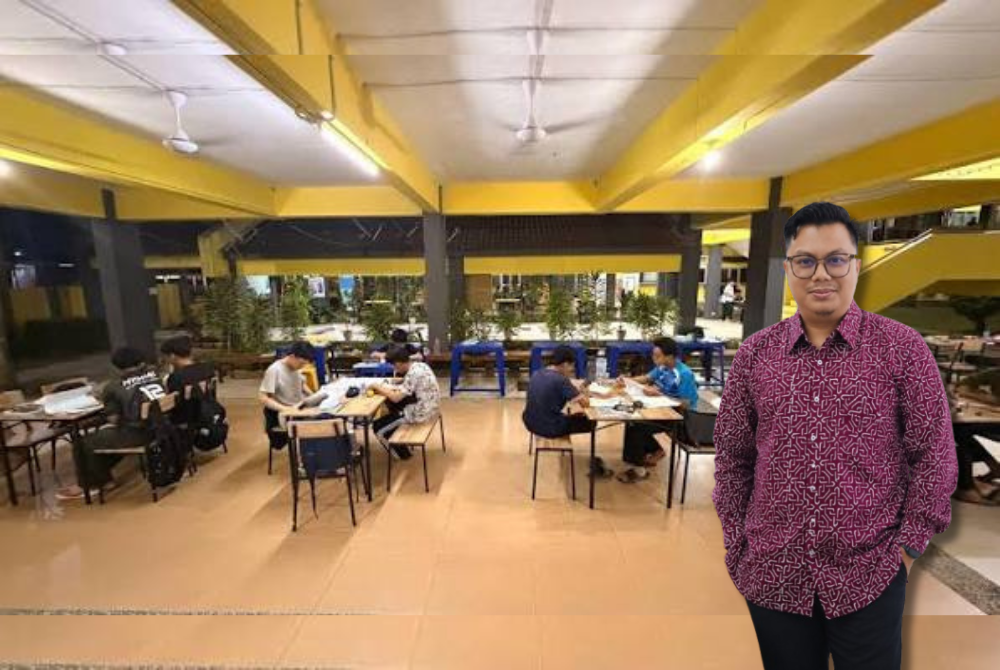 Murid asrama akan melaksanakan \'kelas persediaan\' atau lebih dikenali sebagai prep pada waktu petang dan malam. Gambar kanan Abdul Mueiz.