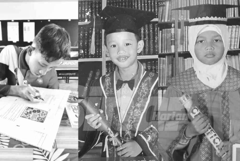 Tiga beradik maut dalam perjalanan ke sekolah dalam tragedi di Jalan Parit Haji Sirat, di sini. Dari kiri, Nor Daniel Aiman, Nor Daniel Fikri dan Puteri Naufal Raisya. 