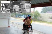 Tangkap layar tular gambar motosikal dinaiki tiga beradik itu berpatah balik selepas sampai ke sekolah.