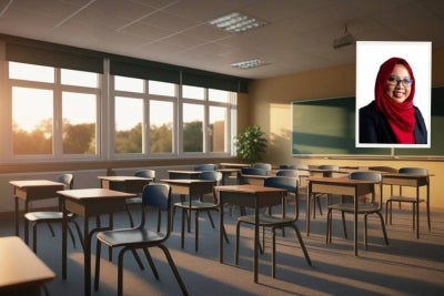 Sekolah yang menerima sedikit aduan tidak semestinya sekolah yang tidak mempunyai masalah. Dalam sesetengah keadaan, angka yang rendah juga boleh menimbulkan satu lagi persoalan: adakah murid benar-benar berasa selamat untuk bercakap? Foto: Canva. Gambar kecil: Dr Mastura 