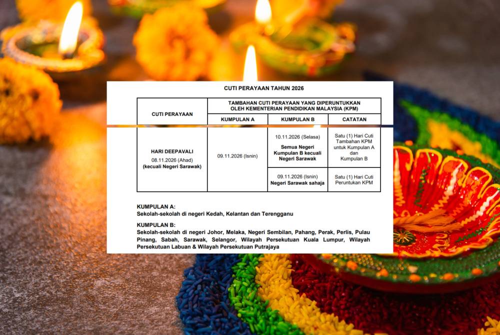 Ibu bapa dan warga sekolah disarankan menyemak ketetapan cuti mengikut kumpulan masing-masing bagi mengelakkan kekeliruan dalam merancang aktiviti sempena Deepavali.