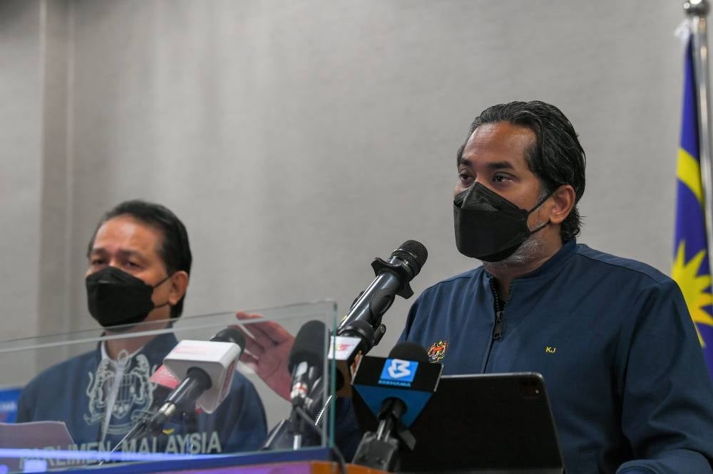 Health Minister Khairy Jamaluddin along with Health Director-General Tan Sri Dr Noor Hisham Abdullah during a press conference -- Bernama Photo