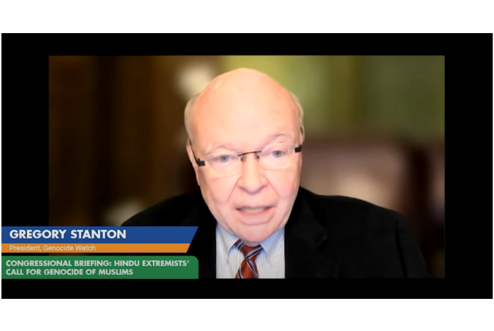 Genocide Watch President Dr Gregory Stanton during the Congressional Briefing on the “Call for Genocide of Indian Muslims” on Jan 12.