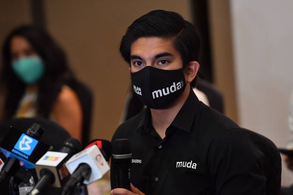 Malaysia United Democratic Alliance (Muda) president Syed Saddiq Syed Abdul Rahman at a media conference after officially launching the party, last night. - BERNAMA