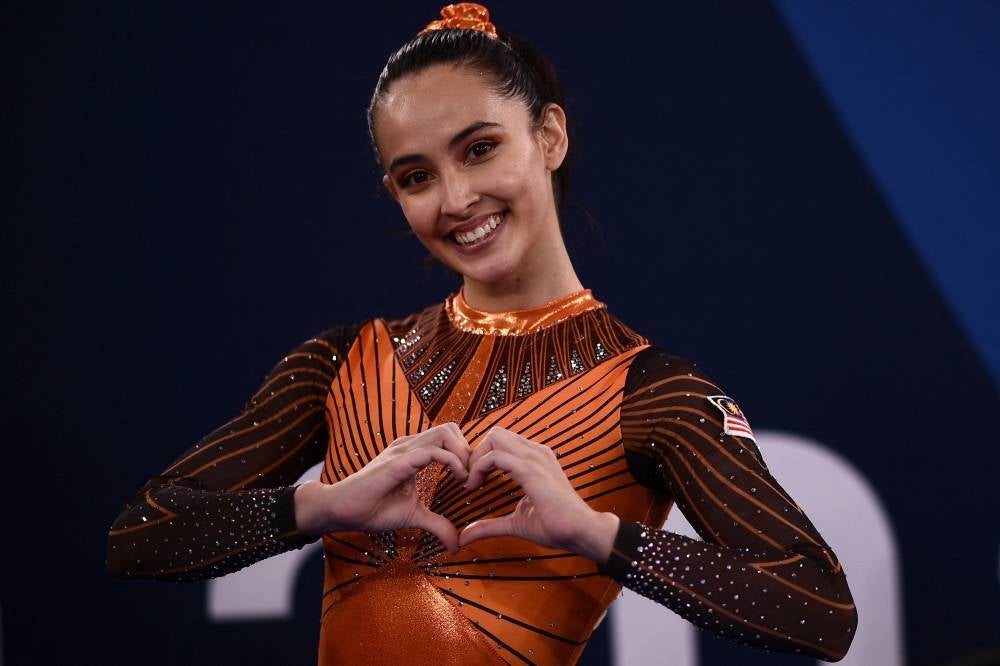 Farah Ann Abdul Hadi during the Tokyo 2020 Olympic Games at the Ariake Gymnastics Centre in Tokyo on July 25, 2021. - AFP
