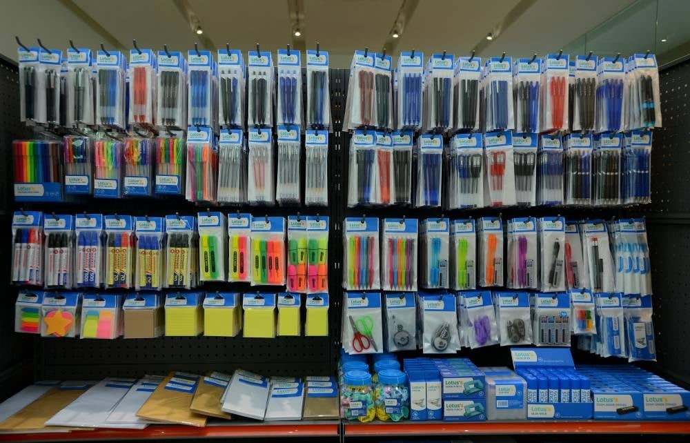 For stationery products, Lotus's Malaysia use PP plastic which falls under the preferred category where it is recyclable and not harmful to humans and the environment.