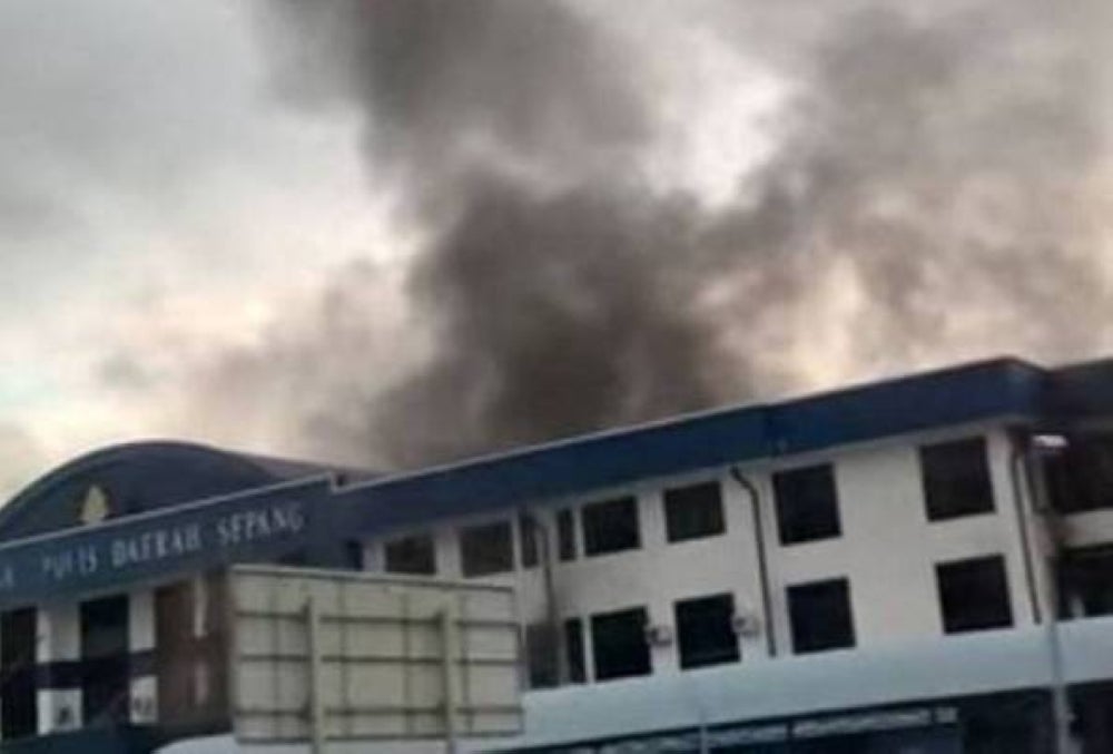 Sepang police headquarters on fire